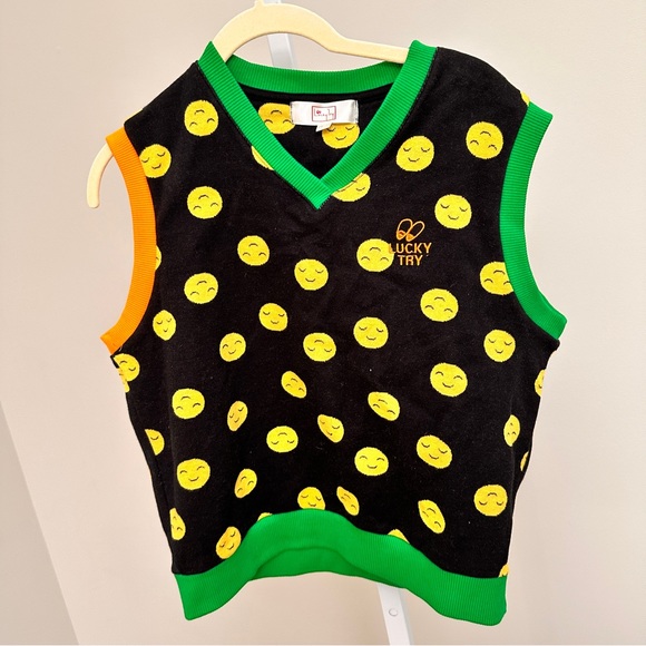 LUCKY TRY
KIDS Smiles All Over Knit Cotton Vest in Black size 10-11 - Picture 3 of 4